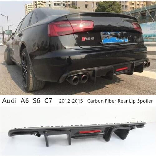 For Audi A6 S6 C7 2012-2015 Carbon Fiber Rear Lip Spoiler High Quality Bumper Diffuser Car Accessories