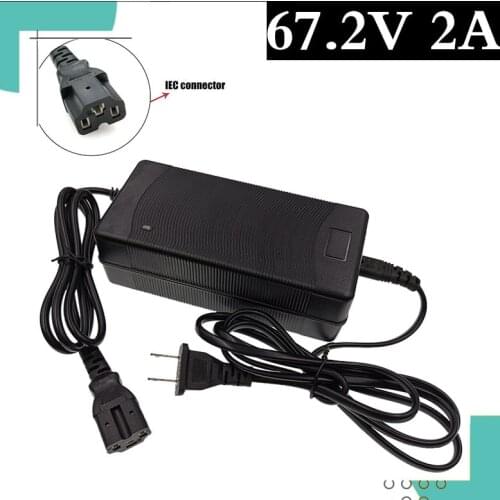 67.2V 2A lithium battery charger for 60V lithium-ion battery electric bicycle charger with computer connector IEC connector