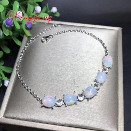 Xin yi peng 925 silver inlaid natural opal bracelet women bracelet beautiful fashion