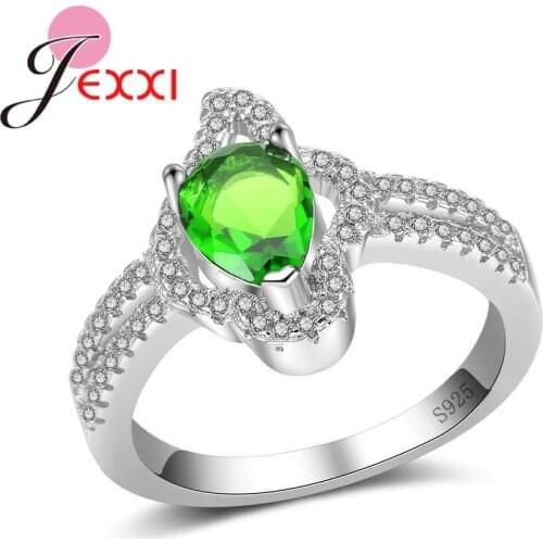 Authentic 925 Sterling Silver Rings Oval Clear Crystals Party Engagement Anillos For Women Female Original Anel Jewelry