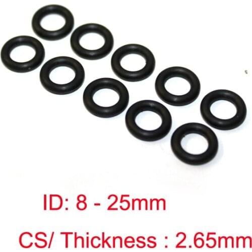 100 PCS NBR rubber O ring O-ring Oring Seal CS2.65mm Rubber Gaskets ID 8-25mm