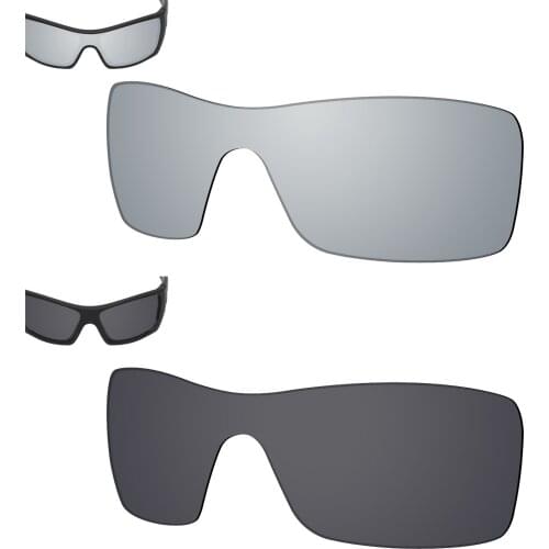 SmartVLT 2 Pieces Polarized Sunglasses Replacement Lenses for Oakley Batwolf-Silver Titanium and Solid Black