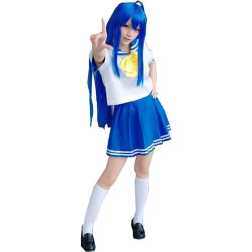 2018 Lucky Star Izumi Konata Short Sleeve Sailor Suit School Uniform Outfit Anime Cosplay Costumes