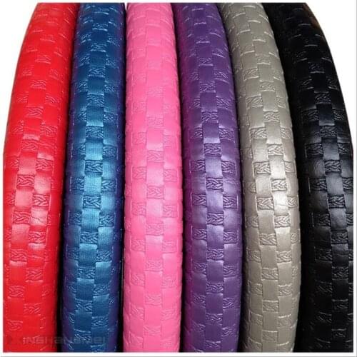 2019 Braid On The Steering Wheel Woven Leather Car Steering Wheel Cover For Women Comfortable Wheel Cover Cubre Volante Auto