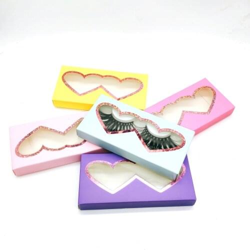 50/100 pcs mix color Laser frame heart-shaped window wholesale 25mm Mink Lashes Premium Packaging Paper Eyelash Box makeup