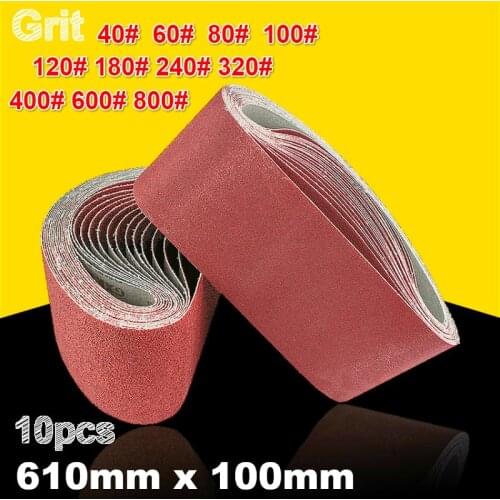 10pcs 100*610mm Abrasive Sanding Belts Sanding Paper for Belt Sanders Bench Grinder Grinding Polishing Tool 40-8000 Grit