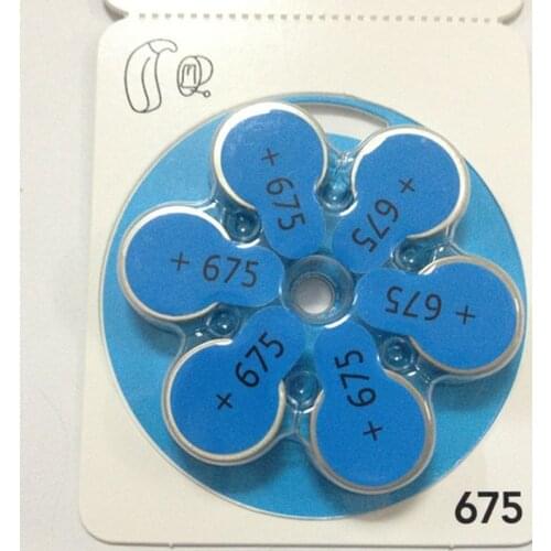 6PCS/LOT Zinc air cell S675/A675/675 Hearing aid battery