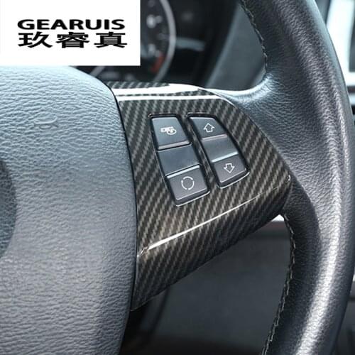 Car Styling For BMW X5 E70 Car Internal steering wheel buttons frame stickers Covers Trim carbon fiber Interior Auto Accessories