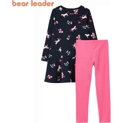 Bear Leader Cartoon Clothing Sets For Kids Girls 3-8 Years Fashion Casual T-Shirt And Pants Outfits Autumn Cute Ruffles Clothes