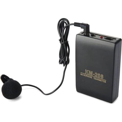 KM208 Wireless Microphone Collar Clip-on Portable Neck Mic with Fm Transmitter Receiver Lapel Clip Mic for teaching conference