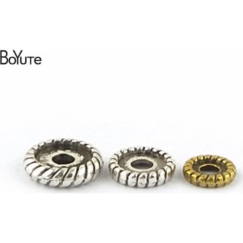 BoYuTe (100 Pieces/Lot) Round 8MM 10MM 12MM Antique Silver Gold Metal Alloy Spacer Beads DIY Jewelry Accessories