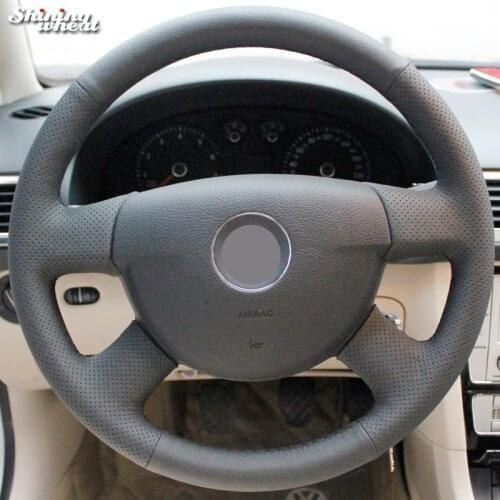 Shining wheat Black Genuine Leather Steering Wheel Cover for Volkswagen VW Passat B6