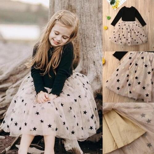 Autumn Spring Toddler Girls Baby Dress Long Sleeve Princess Party Pageant Patchwork Dresses Kids Clothes