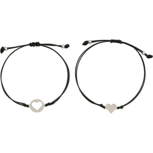 Mothers Day Bracelet Stainless Steel Hollow Heart Shaped Wax Wire Braided Card Bracelet For Women Gift