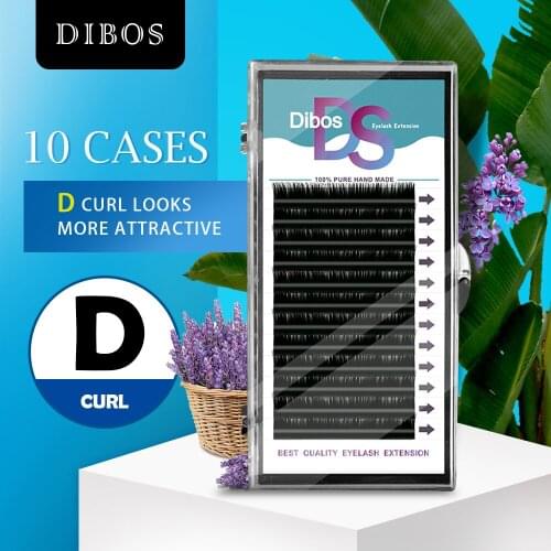 Dibos 10 cases/lot Eyelashes extension 0.05/0.07/0.15/0.20mm bright synthetic mink makeup Fake Eye Lash Individual Eyelashes