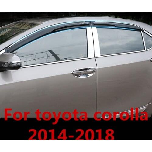 For toyota corolla 2014-2018 Chrome Car Window Sun Vent Visor Rain Guards Sun/ rain Shield Exterior decoration Auto Accessories