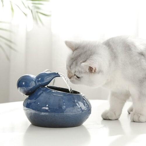Electric Ceramics Drinking Fountain For Cats Dogs Automatic Circulating Small Gourd Shape Cat Water Dispenser Pet Products C42