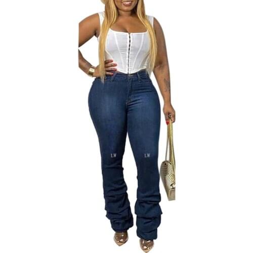 Europe America Plus Size High Waist Jeans Cotton Full Length Zipper Fly Pockets Skinny Straight Women Jeans Summer Mom Jeans