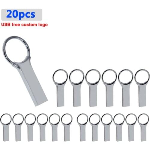 20pcs/lot Free Logo Flash Drive 128GB 64GB Metal Steel Pen Drive 32gb memory memori cel usb stick High Speed Pendrive u disk