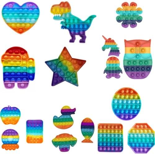 Fidget Simple Dimple Toy Unique Owl Penguin Unicorn Shape Push Bubble Fidget Sensory Toy Autism Needs Stress Relief Hand Toys