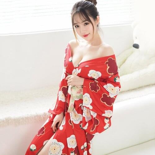Kimono large size see-through sexy underwear three-point uniform temptation night fire Japanese kimono pajamas sexy underwear