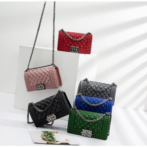 Frosted Jelly Purse Crossbody Bags For Women Grid Handbag Fashion Shoulder Messenger Bags Girls Travel Handbags Ladies Purses