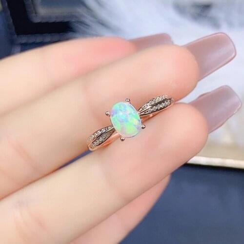 Fashion grace overlapping Natural Multicolor opal gem Ring S925 Silver Natural Gemstone Ring girl Women party gift fine Jewelry