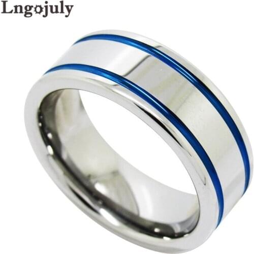 Fashion Tungsten Carbide Rings For Men Blue Bands Engagement Wedding Tungsten Ring For Young Male 8MM Jewelry Accessoeries Gifts