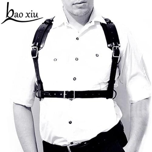 New fashion Handsome male sexy Punk Goth Handmade Leather Suspender Belts Harness Body Bondage chest Belt Cage Waist Straps Belt