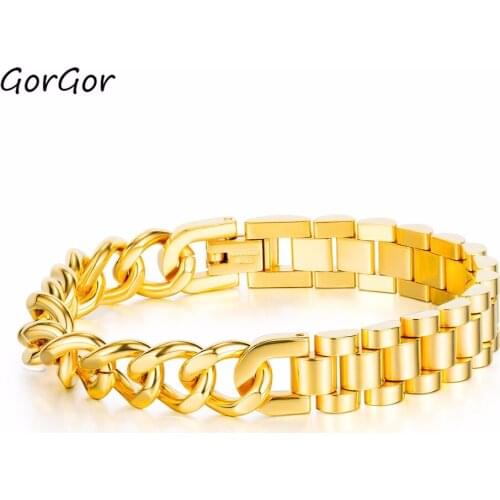 GorGor 2020 New Domineering Titanium Steel Bracelet Popular Fashion Detachable Adjustment Locomotive Chain Mens Bracelet 1091