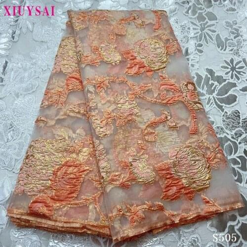 Latest Jacquard Fabric Brocade Lace Selling African Tulle Net Lace Fabric Brocade Fabric for Nigerian Wedding P894