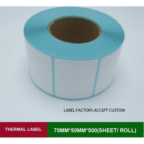 Wholesale thermal price tag with barcode stickers labels 70*50mm*500 sheets adhesive paper with Hi-Q customized logo