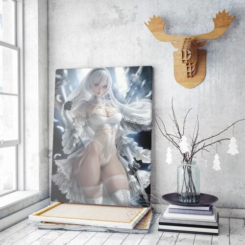 Nier Automata Game Protagonist Poster,Sword 2B Wall Art Prints,Cute Sexy Anime Girl Gift Home Decor Bar Pub Club Wall Stickers