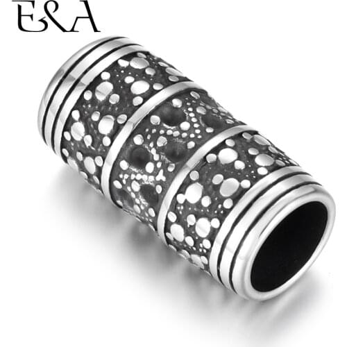Stainless Steel Slider Tube Beads Setting Blacken Slide Charms For 8mm Leather Bracelet DIY Accessories Jewelry Making Supplies