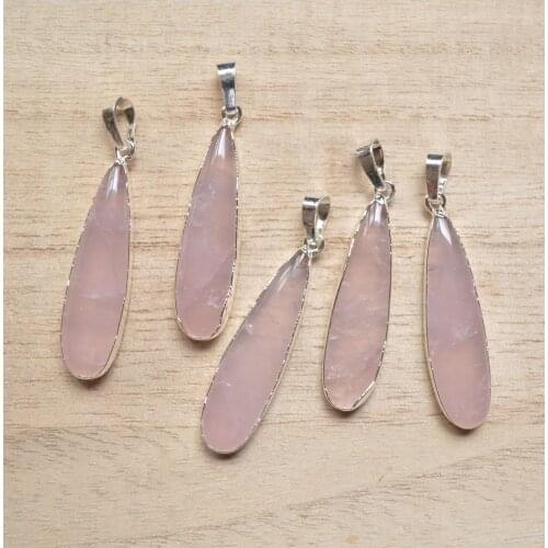 Rose crystal Water drop shape pendants, pink quartz agates pendants ,pink crystal charm for earring necklace