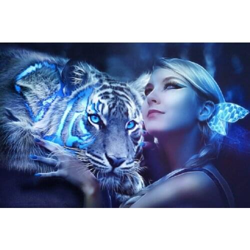 Full Square Diamond Painting cartoon fairy tiger Picture of Rhinestones Diamond Embroidery elf Diamond Mosaic Cross Stitch art