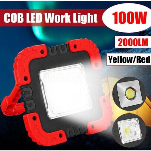 Portable Work Floodlight Tent Lamp Camping Light Lantern 100W 2000LM Solar Powered USB Charging COB LED Flashlight Searchlight