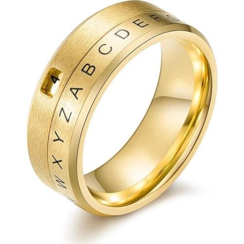 Letter Statement Rotated Rings for Men Gold-color Vintage Stainless Steel Fashion Jewelry Anniversary Male Gift 2021 New Arrival