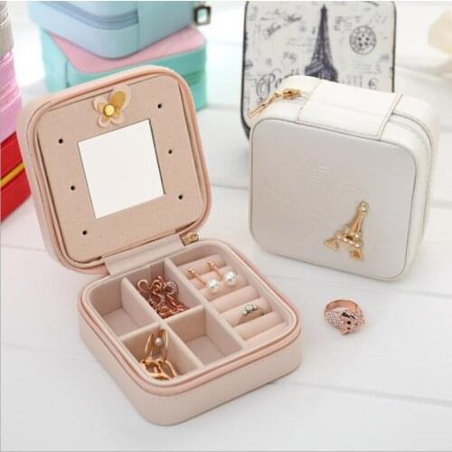 Women Jewelry Box Travel Pu Portable Jewelry Storage Box Multi-layer Ring Necklace Earrings Storage Organizer Box Bag Vacation