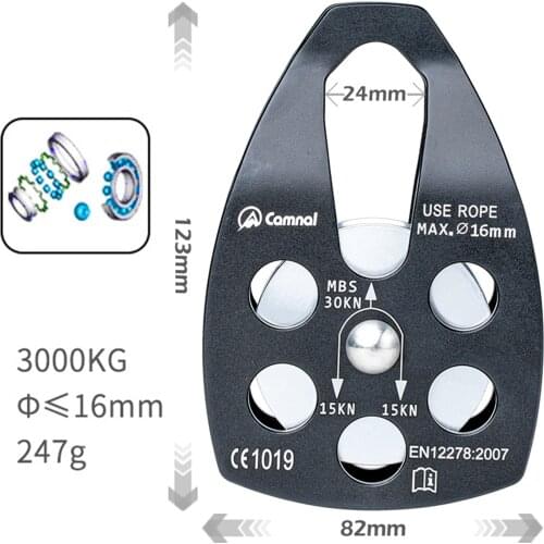 Pulley Gear Mountaineering Rock Climbing Rescuing Single Roller Pulley, Carriage Pulley Sheave Rappelling Arborist Equipment