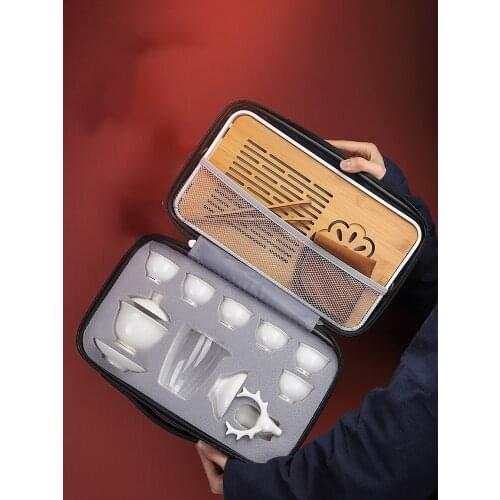 Kung Fu Travel Tea Set Luxury Outdoor Portable Bone China Teapot Mate Chinese Tea Set Travel Canecas Household Products DG50TC