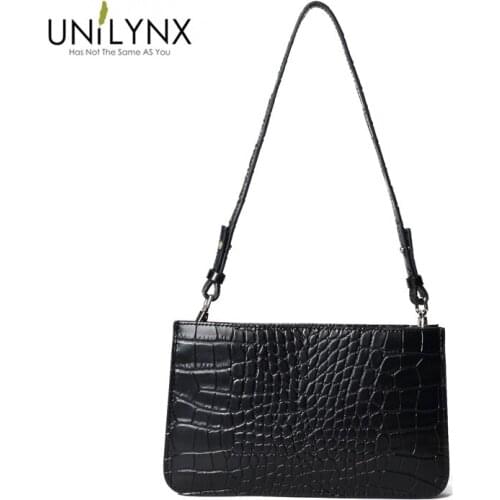Baguette bag leather quality Retro Alligator Skin Pattern Female Small Handbags Short Strap Shoulder Bag crossbody bag women bag