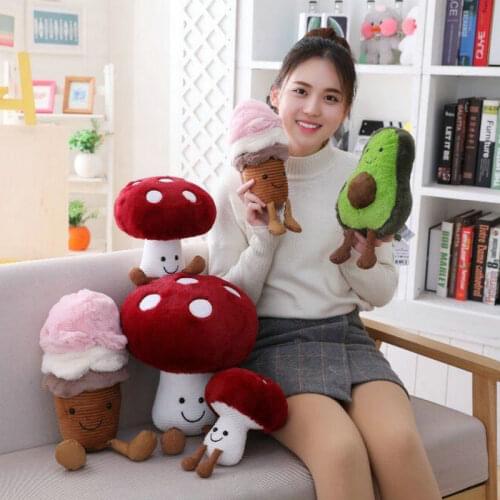 Super Soft Cute Stuffed Avocado Doll toy Plush Fruit Ice Cream Smile Snacks Mushroom Toys Gift toy christmas kid
