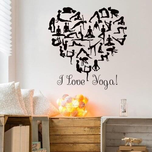 Yoga I Love Yoga Quote Gymnast Girl Yoga Poses Living Room Dector Vinyl Wall Sticker ph343