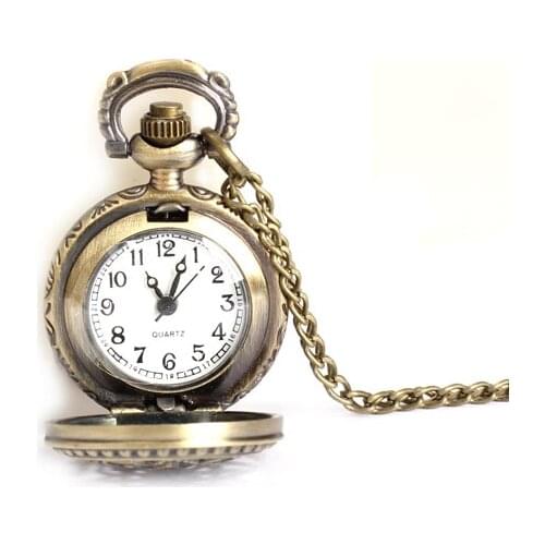 Vintage Small Size Hollow Quartz Pocket Watch Necklace for Women Men 88 LXH