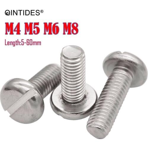 QINTIDES Slotted Pan Head Screws 304 Stainless Steel Slotted Screws M4 M5 M6 M8 Machine Screw