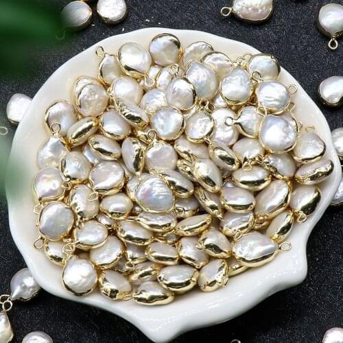 Freshwater Pearl Jewelry Round Flat Bound Single Pendant DIY Irregular Pearl Jewelry Necklace Accessories Material Wholesale