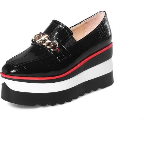 Thick bottom leisure womens shoes in the spring and autumn 2018 new wedge heel square loafers, 18328