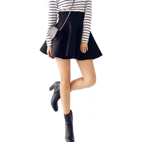 Plus Size Sweet Women Solid A-Line Preppy Style Empire Waist Skirts High Waist Super Mini Short Skirt Comfortable