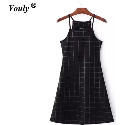 Europe Vintage sexy plaid Dress 2020 summer women fashion bottoming party dress Slim spaghetti strap female banquet mini Dress